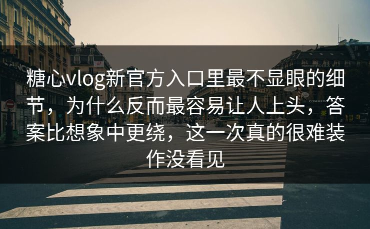 糖心vlog新官方入口里最不显眼的细节，为什么反而最容易让人上头，答案比想象中更绕，这一次真的很难装作没看见