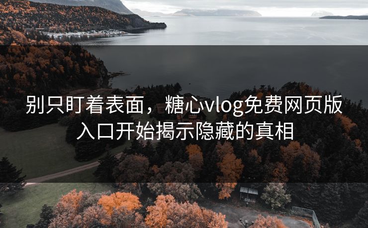 别只盯着表面，糖心vlog免费网页版入口开始揭示隐藏的真相