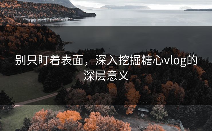 别只盯着表面，深入挖掘糖心vlog的深层意义
