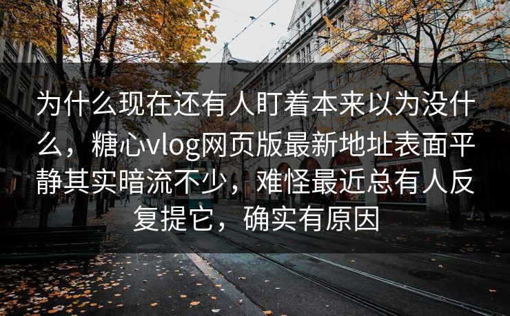 为什么现在还有人盯着本来以为没什么，糖心vlog网页版最新地址表面平静其实暗流不少，难怪最近总有人反复提它，确实有原因