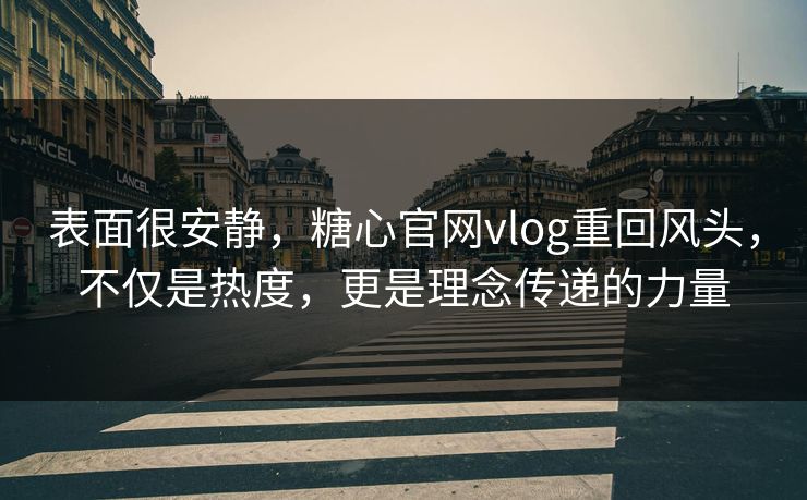 表面很安静，糖心官网vlog重回风头，不仅是热度，更是理念传递的力量