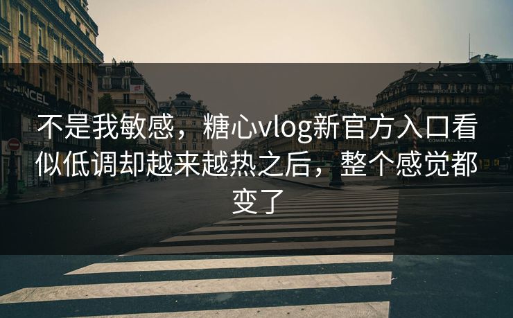 不是我敏感，糖心vlog新官方入口看似低调却越来越热之后，整个感觉都变了