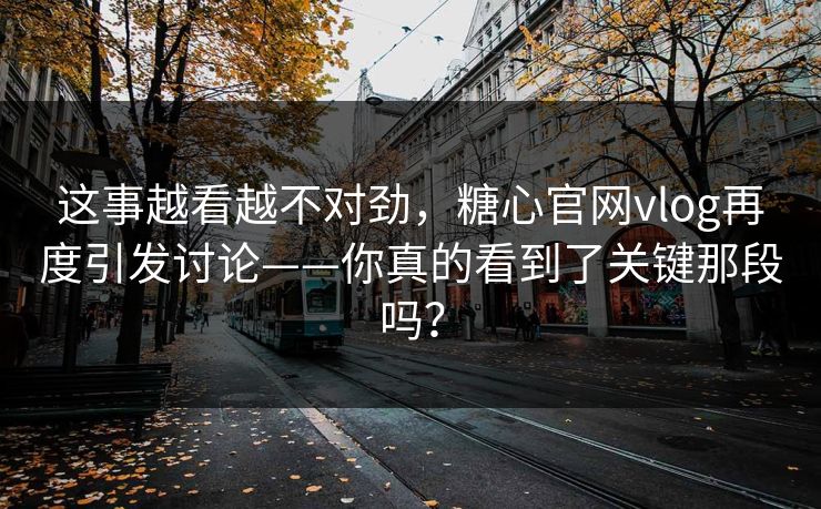 这事越看越不对劲，糖心官网vlog再度引发讨论——你真的看到了关键那段吗？