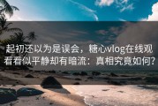 起初还以为是误会，糖心vlog在线观看看似平静却有暗流：真相究竟如何？