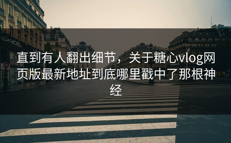 直到有人翻出细节，关于糖心vlog网页版最新地址到底哪里戳中了那根神经