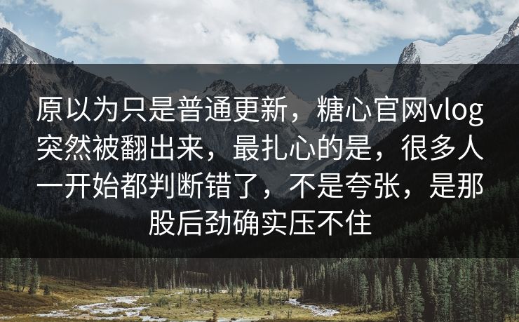 原以为只是普通更新，糖心官网vlog突然被翻出来，最扎心的是，很多人一开始都判断错了，不是夸张，是那股后劲确实压不住