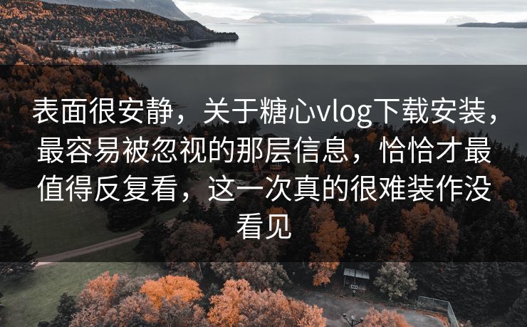 表面很安静,关于糖心vlog下载安装,最容易被忽视的那层信息,恰恰才最值得反复看,这一次真的很难装作没看见 表面很安静,关于糖心vlog下载安装,最容易被忽视的那层信息,恰恰才最值得反复看,这一次真的很难装作没看见