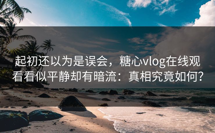 起初还以为是误会，糖心vlog在线观看看似平静却有暗流：真相究竟如何？