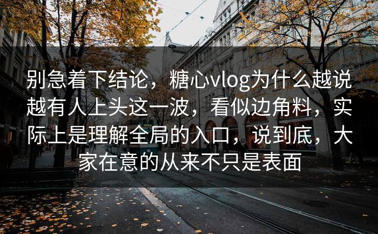 别急着下结论，糖心vlog为什么越说越有人上头这一波，看似边角料，实际上是理解全局的入口，说到底，大家在意的从来不只是表面